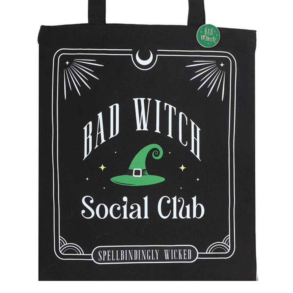 Bad Witch Social Club Polycotton Tote Bag with Pin Badge