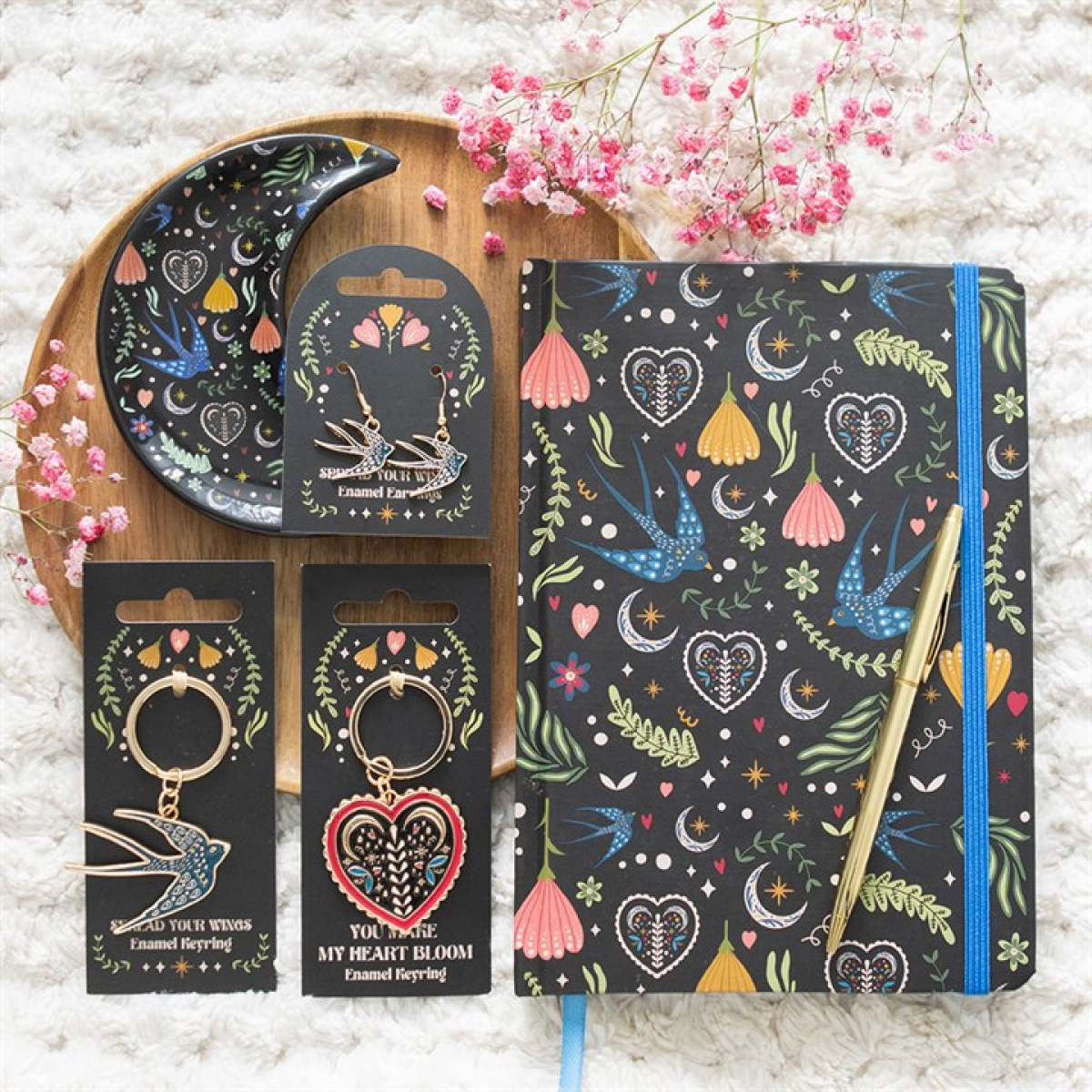 Midnight Bloom Crescent Moon Trinket Dish