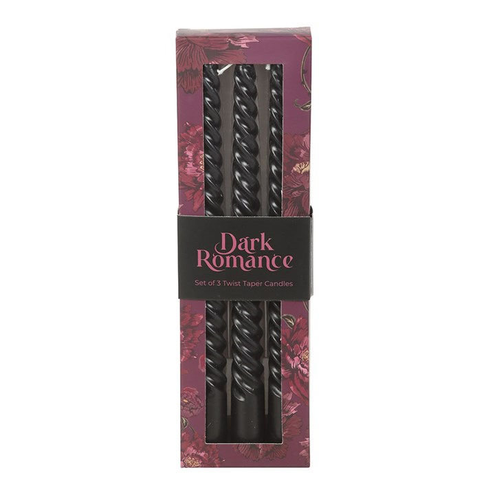 Set of 3 Dark Romance Twist Taper Candles